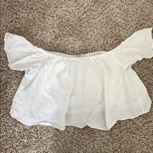 Forever 21 White Off-Shoulder Crop Top